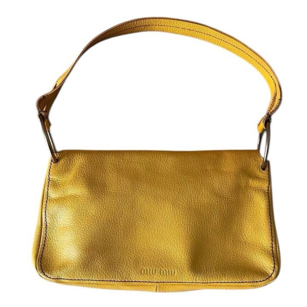 Miu Miu Vintage 2YK Mustard Yellow Leather Shoulder Bag - Picture 2 of 8